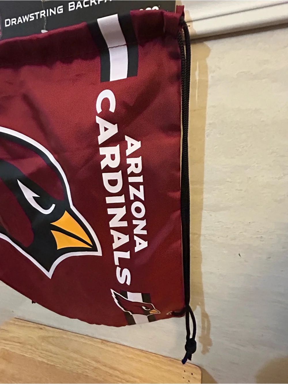 NWT- Arizona Cardinals Team Stripe Wordmark Drawstring - Official NFL Logo